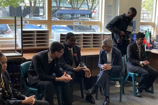 Sadiq Khan visted Rokeby secondary school in Newham to launch the toolkit. Picture: Emily Harle/CYP Now