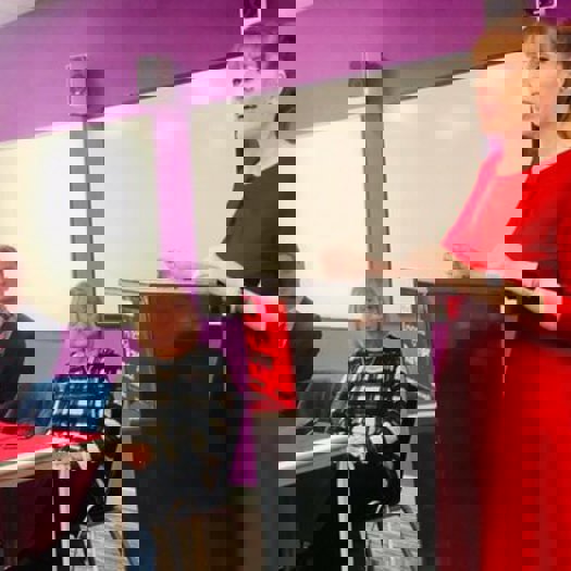 Shadow education secretary Angela Rayner announcing Labour's plans to improve education. Picture: Labour Party 