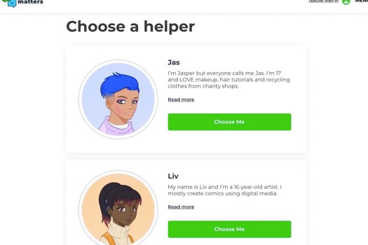 The programme allows children to choose online 'helpers'. Picture: Internet Matters