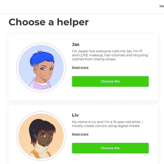 The programme allows children to choose online 'helpers'. Picture: Internet Matters