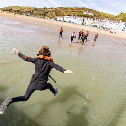 Young people take the plunge at Outward Bound Trust's activity centre in Aberdovey, Snowdonia. Picture: Outward Bound Trustt