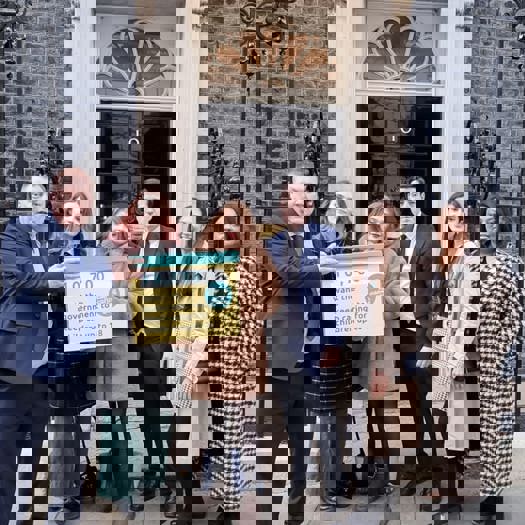 A delegation of care experienced people deliver a petition to 10 Downing Street calling for the ban. Picture: Article 39