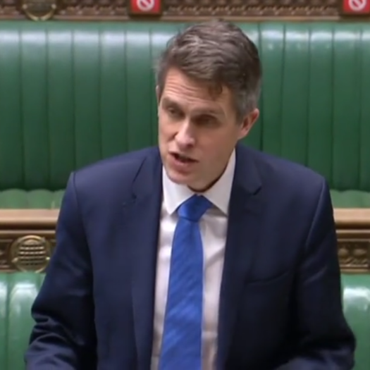 Gavin Williamson announced his plan in the House of Commons. Picture: Parliament TV