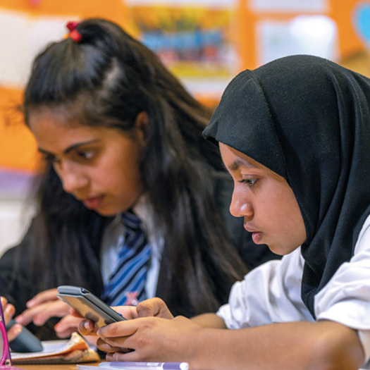 Digital devices in the classroom allow teachers at St James’ School to tailor lessons to the needs of individual pupils, helping to identify those in need of extra support. Picture: Sparx