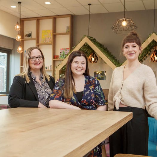 University of Sunderland’s We Care team; Wendy Price, Lauren Boffey and Jess Faith celebrate the award. Picture: University of Sunderland
