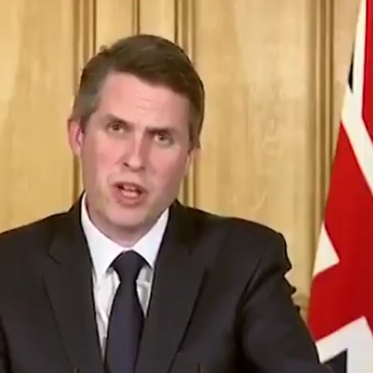 Gavin Williamson led the government press briefing on Sunday. Picture: UK Prime Minister/Twitter